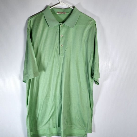 Peter Millar Double Mercerized‎ Cotton Men's Sz L Green Embroidered Polo Shirt. - Picture 1 of 6